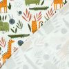 Tissu jersey fin animaux de la savane - blanc cassé x 10 cm
