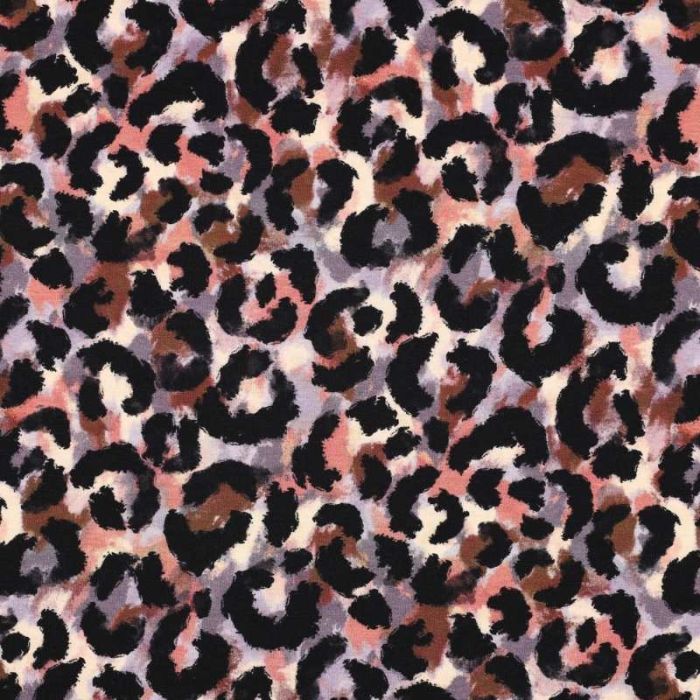 Tissu jersey fin léopard - violet lavande x 10 cm