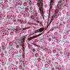Tissu voile coton fleurs ethniques - rose fuchsia x 10 cm