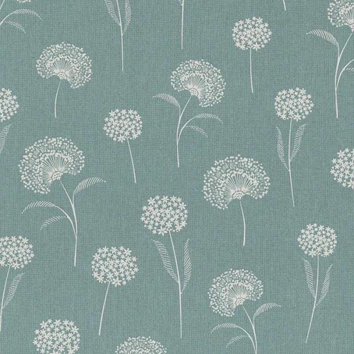 Tissu demi-natté canvas pissenlits - vert de gris x 10 cm