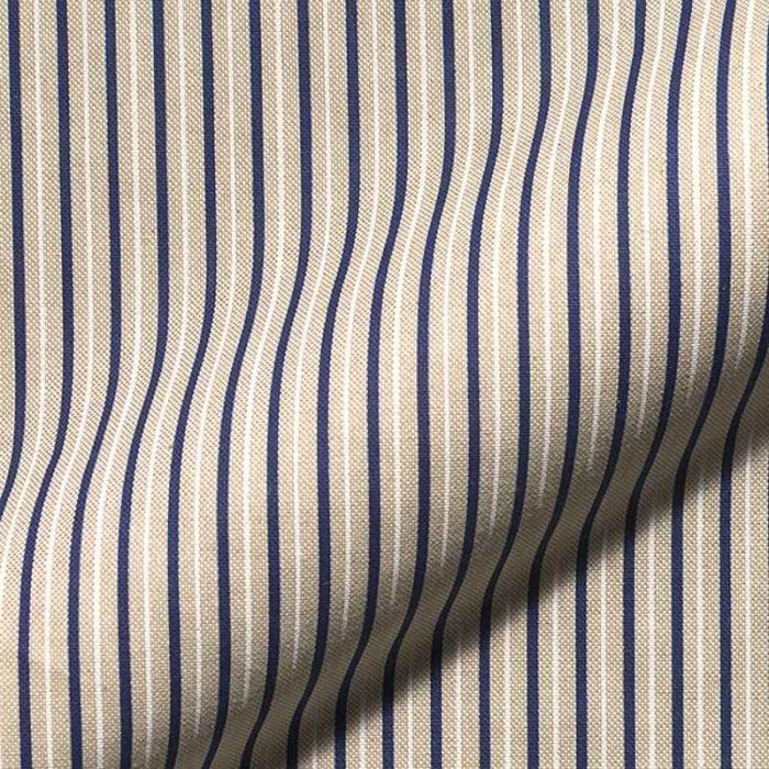 Tissu demi-natté canvas effet lin rayures - beige x 10 cm