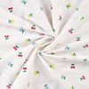Tissu voile broderie cerises multicolore - blanc x 10 cm