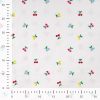 Tissu voile broderie cerises multicolore - blanc x 10 cm
