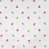 Tissu voile broderie cerises multicolore - blanc x 10 cm