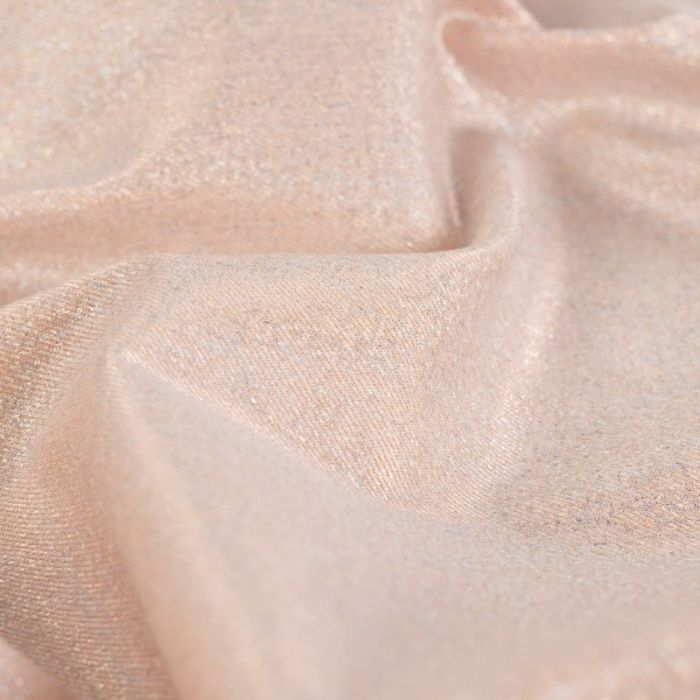 Tissu jean denim stretch paillettes - orange saumon x 10 cm