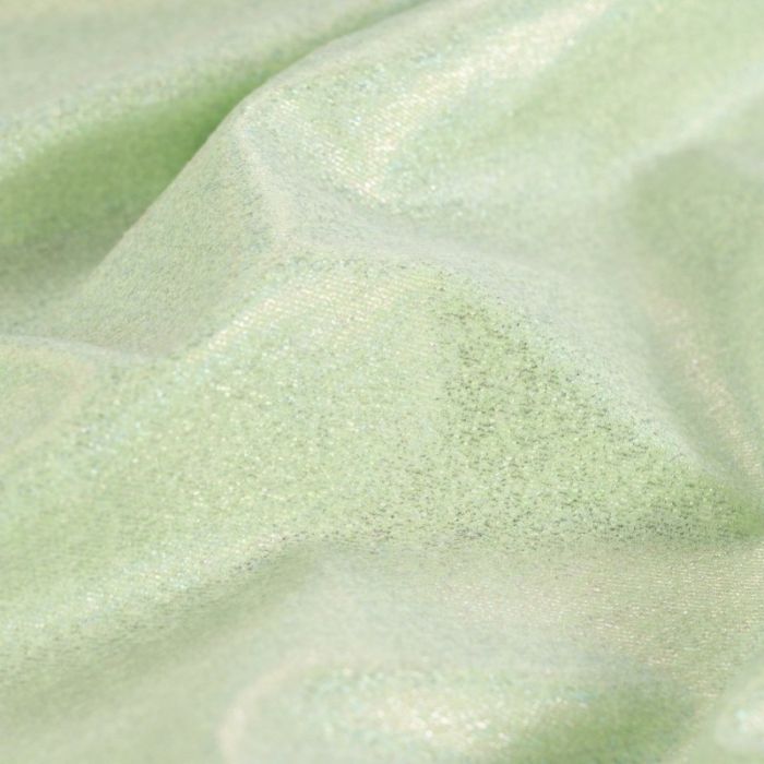 Tissu jean denim stretch paillettes - vert clair x 10 cm