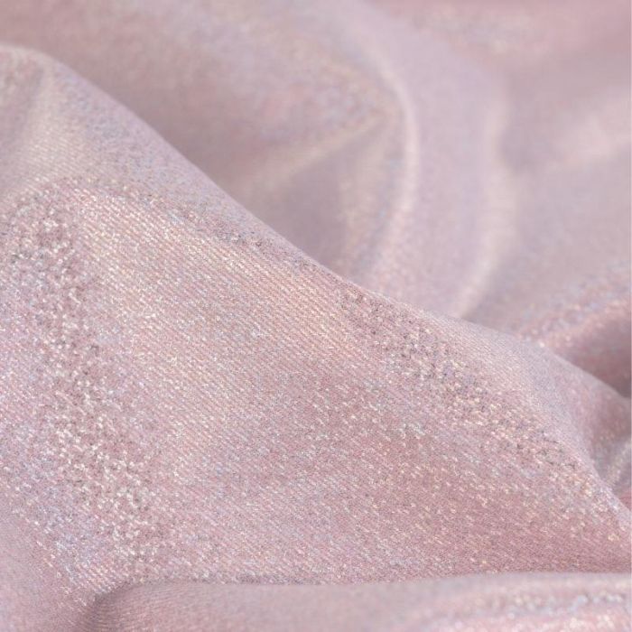 Tissu jean denim stretch paillettes - rose clair x 10 cm