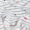 Tissu jersey fin rayures bateaux - blanc cassé x 10 cm