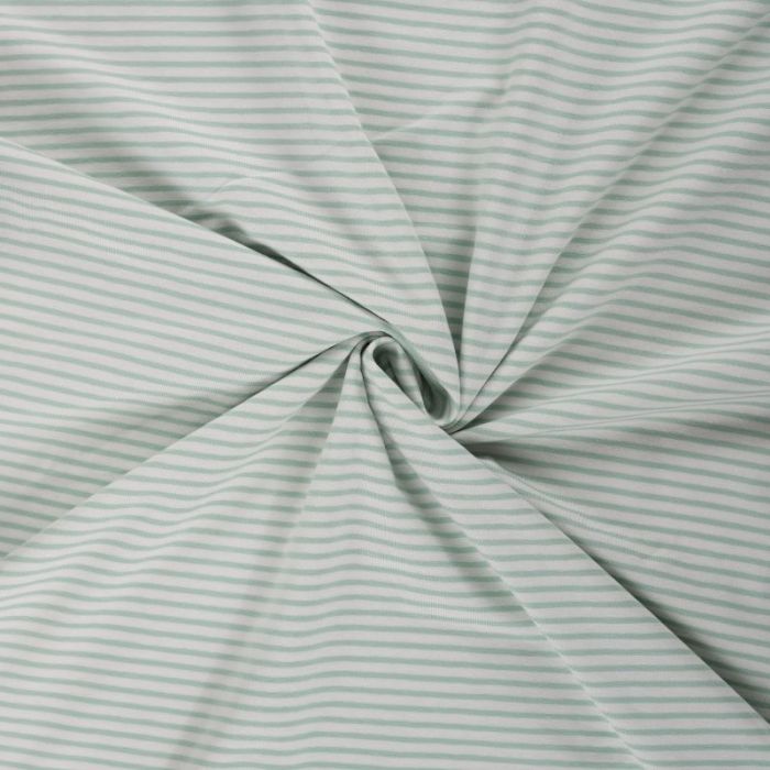 Tissu jersey fin rayures marinière - vert céladon x 10 cm