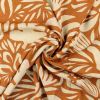 Tissu viscose lin fleurs abstraites - marron fauve x 10 cm