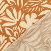 Tissu viscose lin fleurs abstraites - marron fauve x 10 cm