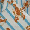 Tissu popeline coton rayures homards - écru x 10 cm