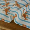 Tissu popeline coton rayures homards - écru x 10 cm