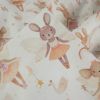 Tissu popeline coton fées animaux - rose x 10 cm