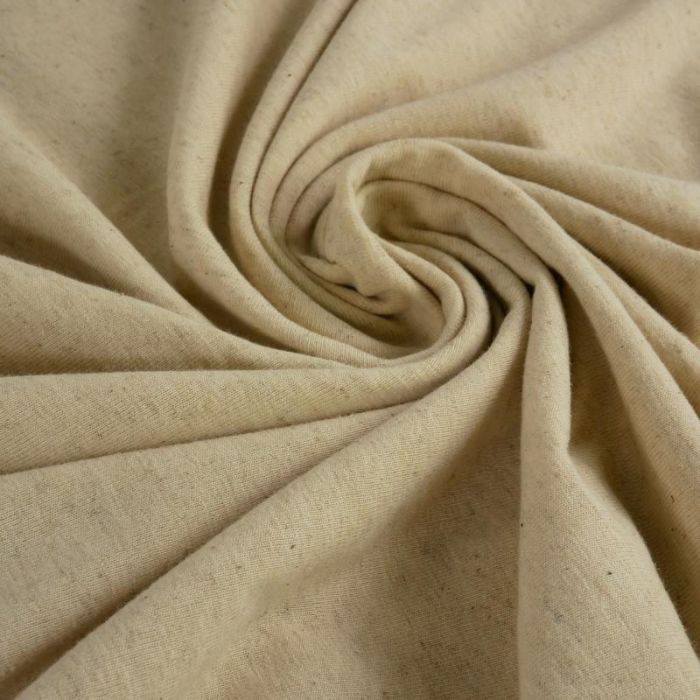 Tissu jersey coton lin - naturel x 10 cm