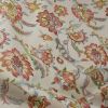 Tissu jacquard gobelin fleurs indiennes - écru x 10 cm