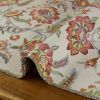 Tissu jacquard gobelin fleurs indiennes - écru x 10 cm