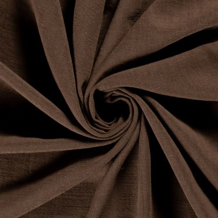 Tissu viscose lin - marron x 10 cm