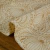 Tissu seersucker fleurs de lotus - beige x 10 cm