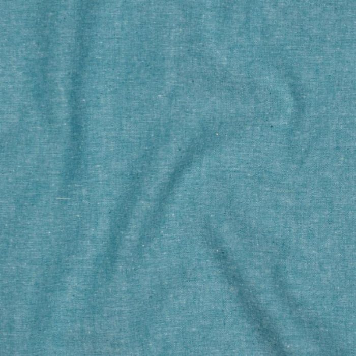 Tissu popeline coton chiné teint en fil - bleu pétrole x 10 cm