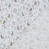 Tissu double gaze lapins et fleurs - blanc x 10 cm