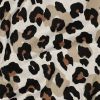 Tissu canvas effet lin motif léopard - beige x 10 cm