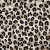 Tissu canvas effet lin motif léopard - beige x 10 cm