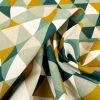 Tissu coton épais effet lin triangles - vert x 10 cm