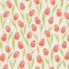 Tissu demi-natté canvas motifs tulipes - blanc x 10 cm