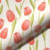 Tissu demi-natté canvas motifs tulipes - blanc x 10 cm
