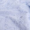 Tissu popeline rayures fleurs brodées - bleu clair x 10 cm