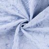 Tissu popeline rayures fleurs brodées - bleu clair x 10 cm
