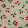 Tissu demi-natté canvas motifs cerises - beige x 10 cm