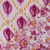 Tissu double gaze matelassée réversible fleurs persanes - rose x 10 cm
