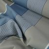 Tissu déperlant extérieur à rayures - bleu gris x 10 cm