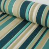 Tissu déperlant extérieur à rayures - bleu pétrole x 10 cm