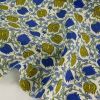 Tissu cretonne arabesques de fleurs - bleu roi x 10 cm
