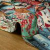 Tissu jacquard gobelin souvenirs japonais - multicolore x 10 cm