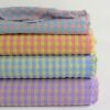Tissu seersucker vichy carreaux - jaune et rose x 10 cm