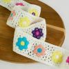 Galon crochet à fleurs pastel 55 mm x 10 cm