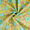 Tissu voile coton fleurs indiennes - jaune x 10 cm