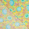 Tissu voile coton fleurs indiennes - jaune x 10 cm