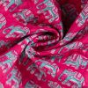 Tissu matelassé réversible éléphants indiens - rose fuchsia x 10 cm