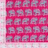 Tissu matelassé réversible éléphants indiens - rose fuchsia x 10 cm