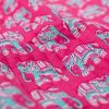 Tissu matelassé réversible éléphants indiens - rose fuchsia x 10 cm