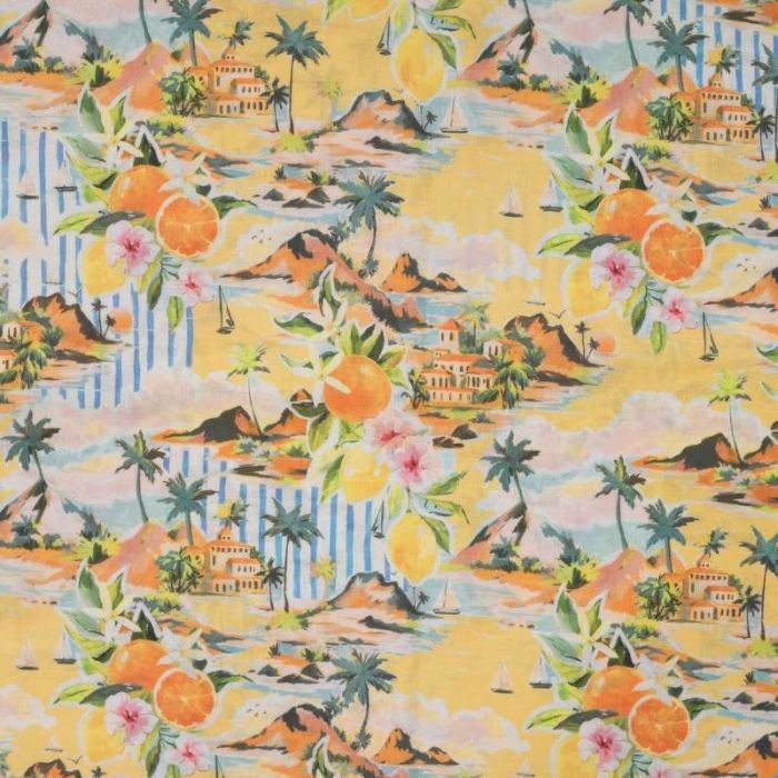 Tissu voile coton La Riviera - jaune x 10 cm