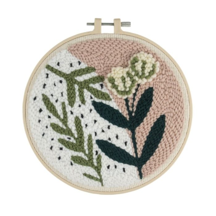 Kit broderie punch needle avec tambour - Fleurs