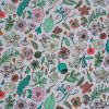 Tissu coton enduit herbier fleurs - violet lilas x 10 cm