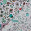 Tissu coton enduit herbier fleurs - violet lilas x 10 cm