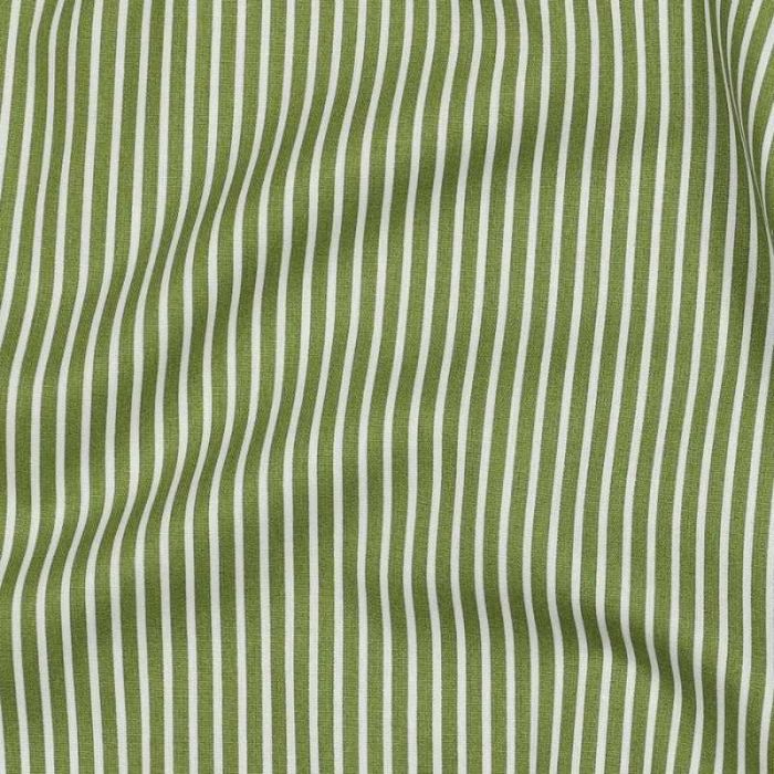 Tissu popeline coton à rayures - vert olive x 10 cm
